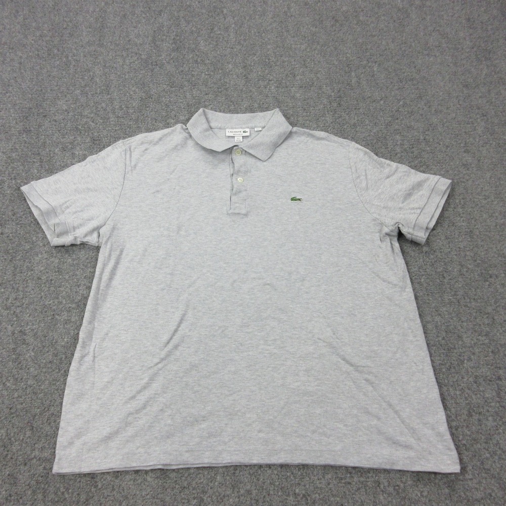 Lacoste‎ Polo Shirt Mens 2XL Gray 100% Cotton Jersey Collared Crocodile